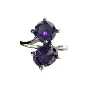 Two Stone Simulated Amethyst Ring